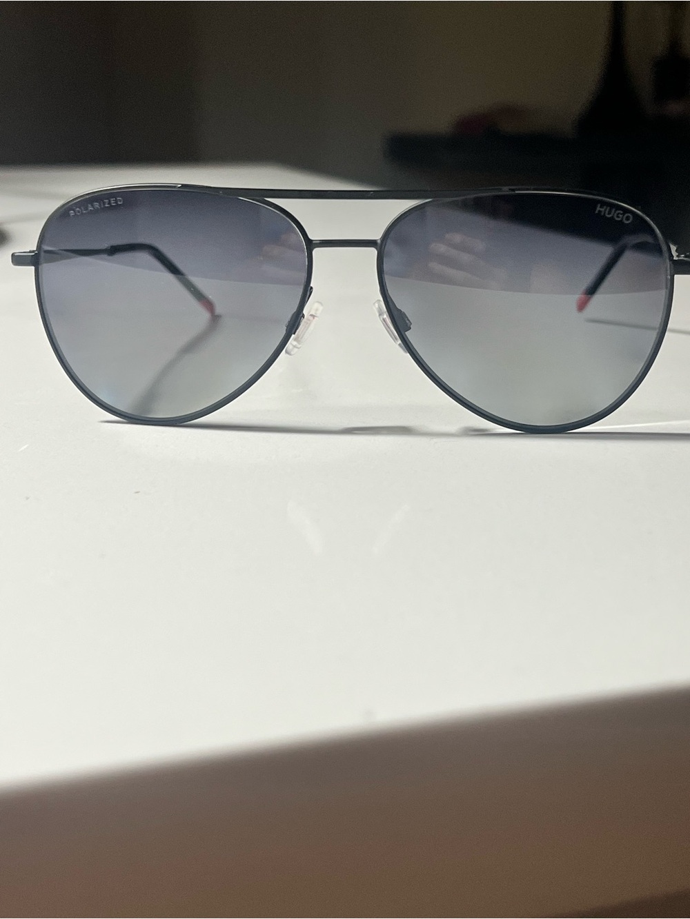 HUGO Black Frame Gray Gradient Aviator Sunglasses